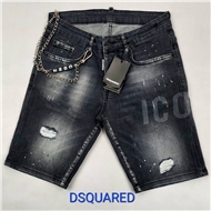 شلوارک جین زاپ دار dsquared مشکی زنجیردار