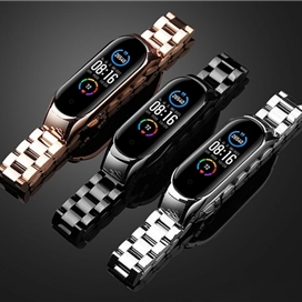 بند فلزی براق دستبند سلامتی شیائومی می بند 5 و 6 Xiaomi Mi Band 5/6 Metal Strap