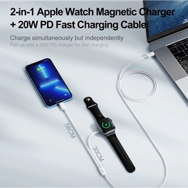 شارژر مغناطیسی اپل واچ دوکاره جویروم JOYROOM S-IW005 Iwatch Magnetic wireless charger/lightning cable